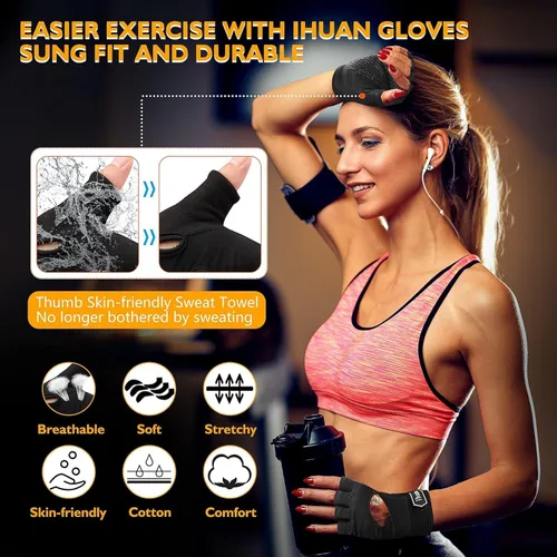 Miniatura 8 de Ihuan Nuevos Guantes de Entrenamiento Transpirables para Hombres y Mujeres - Sin Más Sudor y Protección Completa de la Palma para Gimnasio