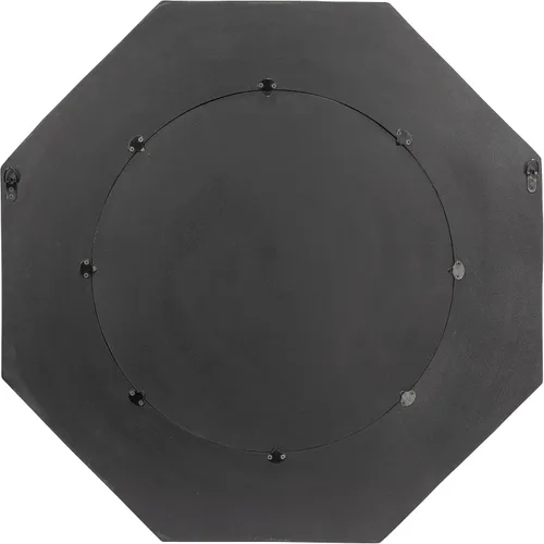 Miniatura 5 de Creative Co-Op Espejo de pared con marco de madera tallada hexagonal, negro