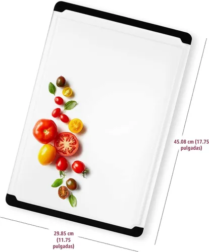 Miniatura 3 de Tabla de cortar de plástico extra grande para cocina, tabla de cortar de 18 pulgadas, apta para lavavajillas, tabla de cortar reversible con ranura