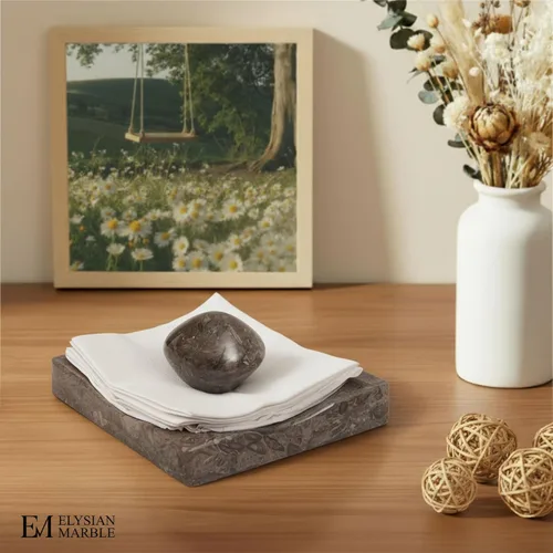 Miniatura 5 de Servilletero de cóctel de mármol con peso, moderno servilletero cuadrado para mesa, servilletero pesado decorativo para comedor en interiores