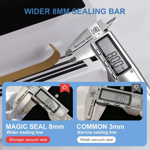 Miniatura 7 de Magic Seal Sellador al vacío + rollos de bolsa plana lisa (12 x 50 pies-2 rollos)