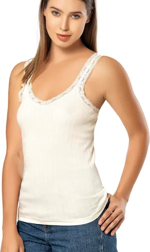 Miniatura 50 de VAVONNE Camiseta sin mangas tipo camisola para mujer, toda de algodón, aireada, suave y cómoda