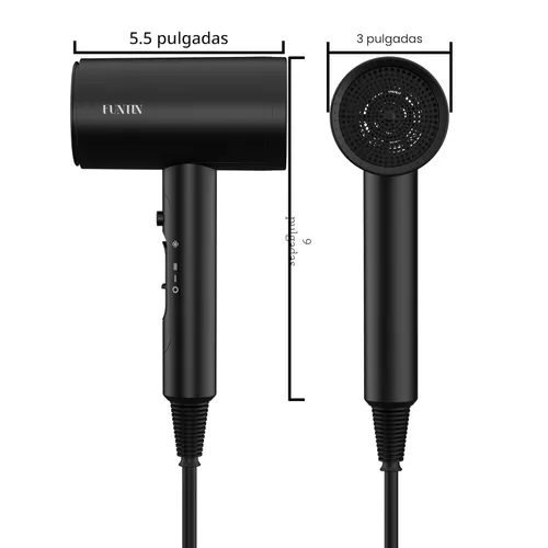 Miniatura 2 de FUNTIN Secador de Pelo, Secador de Pelo con Difusor, Cepillo y Peine para Mujeres con Cabello Grueso y Rizado 4C 1800w - Profesional Negro Rosa