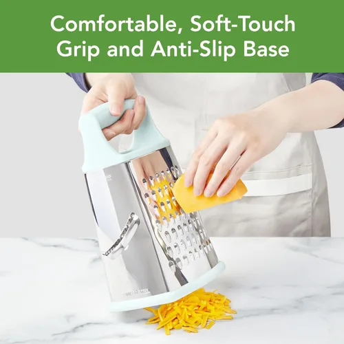 Miniatura 2 de Tovolo Rallador de quesos grande de acero inoxidable de 4 caras para triturar verduras y rallar, fácil de limpiar, apto para lavavajillas, con mango