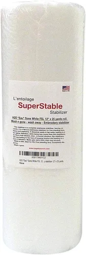 Miniatura 11 de Superpunch Estabilizador de lavado, SuperStable H2O Eau Gone White FSL rollo de 12 pulgadas x 10 yardas, estabilizador de bordado a máquina, lavado