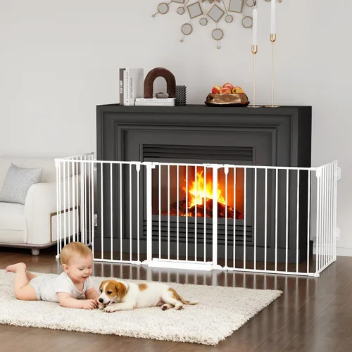 Miniatura 16 de Puerta de bebé extra ancha de 29.4 a 78 pulgadas, puertas largas para perros para puertas y escaleras, puerta de seguridad grande esencial para Negro