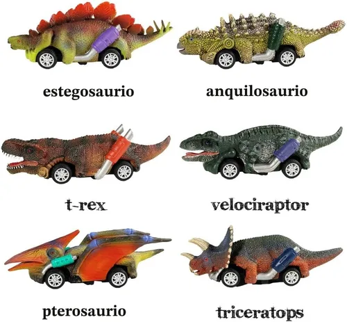 Miniatura 2 de DINOBROS Coches de juguete de dinosaurio, paquete de 6 juguetes de dinosaurio para niños y niñas de 3 años, juguetes para niños de 3, 4, 5 años