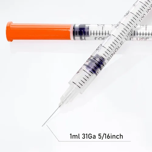 Miniatura 4 de Jeringas U-100 de 1 cc con 31g 5/16" (8mm), envueltas individualmente, paquete de 100