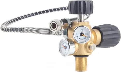 Yasorn Adaptador de buceo de válvula DIN M181.5 actualizado - Estación de llenado de tanque de paintball/PCP/HPA con manómetro de alta presión de