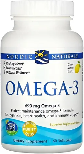 Miniatura 4 de Nordic Naturals Omega-3, sabor a limón, 60 geles suaves, 690 mg de omega-3, aceite de pescado, EPA y DHA, apoyo inmunológico, salud del cerebro
