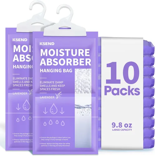 Miniatura 4 de Ksend - Paquetes absorbentes de humedad, 10 unidades, 266 ml, Bolsas y paquetes deshumidificadores compactos, bolsa colgante para humedad