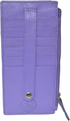 Miniatura 2 de Leatherboss - Funda para tarjetas todo en uno, cartera delgada con correa de protección para tarjetas, Púrpura, Cartera delgada