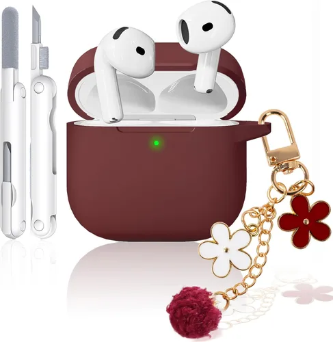 Miniatura 9 de Funda para AirPods Pro 2 con bonito llavero y bolígrafo de limpieza, funda de silicona suave para AirPods Pro de 2ª/1ª generación para mujeres