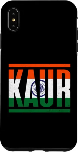 Funda para iPhone XS Max Kaur con apellidos y orgullo familiar con bandera de India