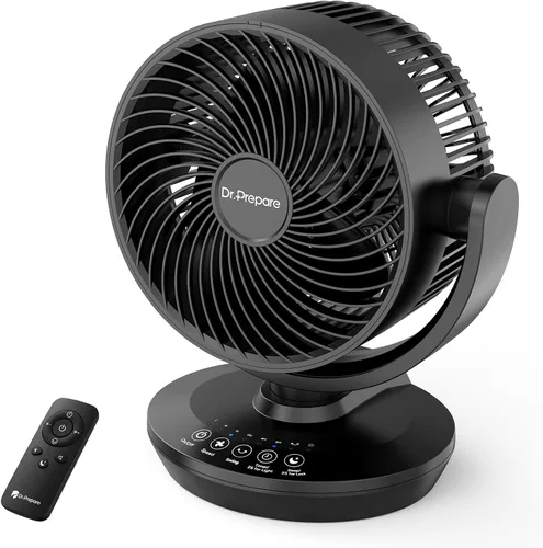 Miniatura 10 de DR.PREPARE Ventilador circulador de aire oscilante para dormitorio, ventilador de mesa potente de 11.3 pulgadas de altura, oscilación automática
