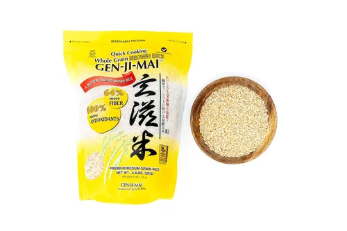 Gen-Ji-Mai Arroz integral de cocción rápida para preparación de comidas y cocción a granel, sin gluten, vegano, paleo, hipoalergénico con un 64% más