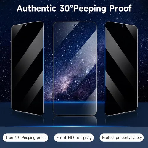 Miniatura 3 de Protector de pantalla para Samsung Galaxy A55/A35 5G, película de privacidad + vidrio templado para lente de cámara, paquete de 2, sin burbujas