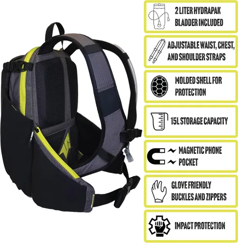 Miniatura 2 de Send It Defender - Bolsa de 15 L, MTB, mochila de moto con protector de columna vertebral para hombres y mujeres. Mochila de hidratación