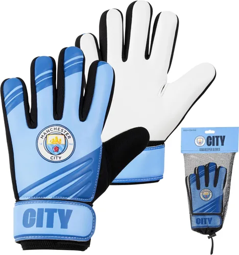 Manchester City FC Guantes de portero para niños, talla 7, diseño acolchado antideslizante azul