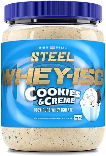 Miniatura 5 de Steel Supplements Whey-ISO Polvo aislado de proteína de suero de leche, galletas de mantequilla de maní y crema 25 porciones (1.71 libras)