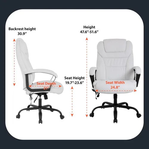 Miniatura 7 de Silla de oficina grande y alta, silla ergonómica de computadora de 500 libras, respaldo alto, silla de escritorio de piel sintética, asiento ancho
