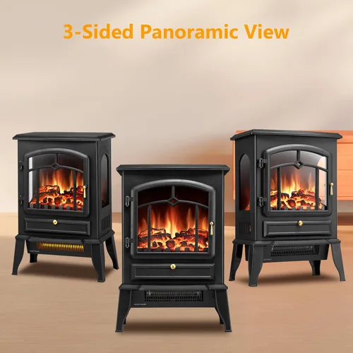 Miniatura 6 de Xbeauty Estufa Eléctrica de Chimenea de Interior de 22", Calentador de Chimenea Independiente con Brillo de Llama 3D Ajustable, Control