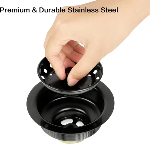 Miniatura 2 de Tapón negro para fregadero,Tapón de fregadero de acero inoxidable,Tapón de cesta de repuesto para fregadero de cocina negro