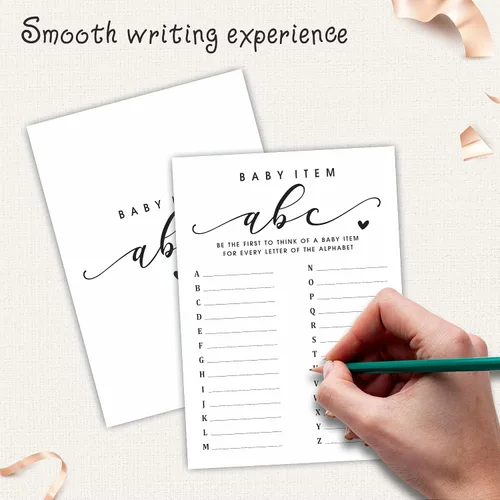 Miniatura 3 de Tarjetas de juego del alfabeto – Actividad de baby shower y recuerdos de fiesta (paquete de 30) – 5 x 7 pulgadas, estilo minimalista de doble cara