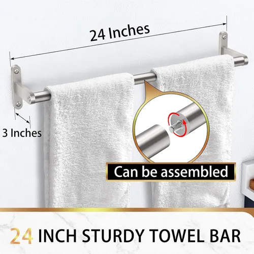 Miniatura 4 de KLJKPA Toallero de baño de 16 pulgadas, toallero para baño montado en la pared, moderno y resistente soporte para toallas de mano de acero Negro