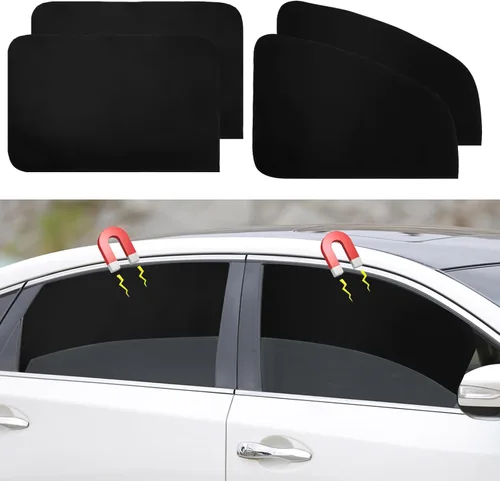 Miniatura 8 de Ovege Parasoles magnéticos para ventana de automóvil, 2 unidades, universal, pantalla de malla para ventana lateral, parasol para ventana