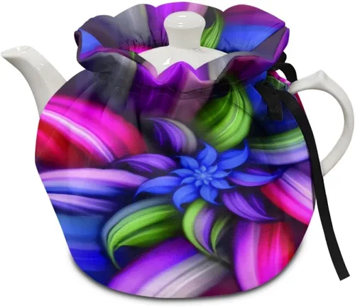 Miniatura 25 de DISNIMO Funda de tetera aislada a prueba de polvo con diseño floral de colibrí, para mantener el calor, accesorios decorativos, colcha