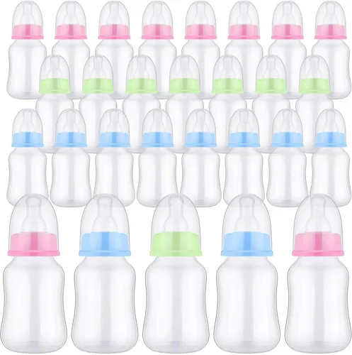 Miniatura 7 de SiliFine Juego de 48 botellas de regalo para baby shower, juego de bebida, mini botellas de regalo para revelación de género, suministros de fiesta