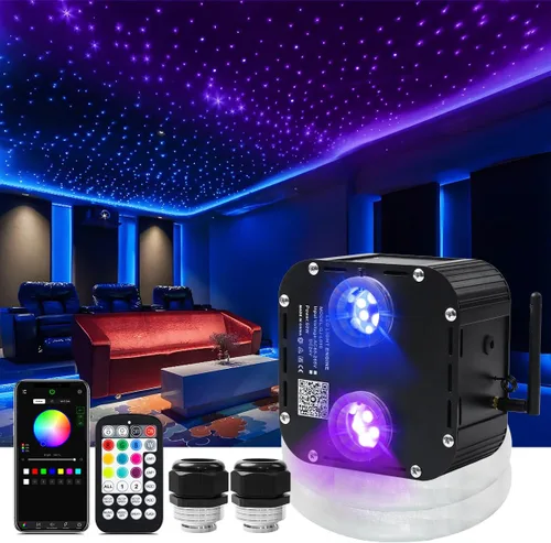 Miniatura 9 de AZIMOM Kits de luz de estrellas de fibra óptica centelleante de alto brillo de 50 W para techo de teatro, 1000 piezas de 0.03 pulgadas y 16.5 pies