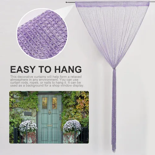 Miniatura 3 de Cortinas moradas con cuentas para puertas de 36 x 77 pulgadas, cortina de cuentas con borlas de cristal para colgar en la puerta, cortinas