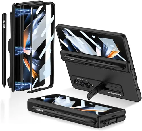 Miniatura 10 de Funda protectora de pantalla para Samsung Galaxy Z Fold 3 de 0.18 oz, protección completa de 360 grados, con protector de pantalla de vidrio Negro