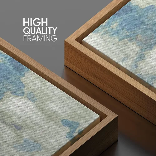 Miniatura 5 de SIGNWIN Lienzo enmarcado para pared, diseño retro de cielo azul y nube, paisaje, naturaleza, ilustraciones de área silvestre, bellas artes, casa