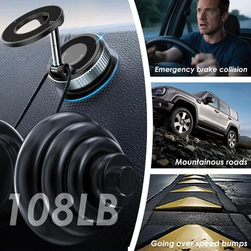 Miniatura 5 de Soporte magnético de teléfono para automóvil, modelo 2026 N52 Magnets Pro, succión ultra fuerte de 108 libras, regalo ideal para conductores, regalo