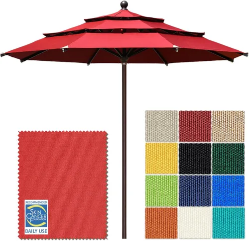 Miniatura 26 de EliteShade USA Sombrilla de Mercado de 10 Años Sin Decoloración de 9 Pies 3 Niveles Sombrilla de Patio Sombrilla de Mesa para Exteriores con Beige