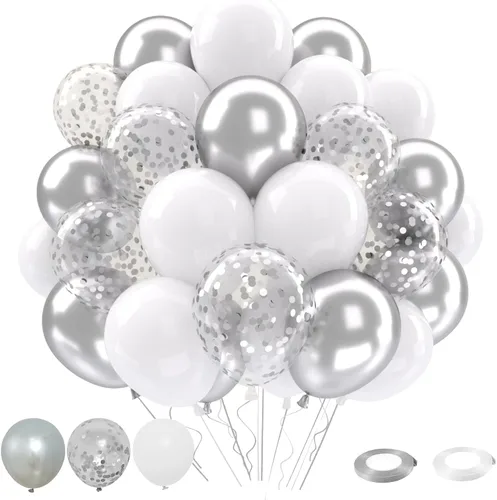 Miniatura 19 de Patimate Juego de globos de confeti negro y dorado, kit de 50 piezas de globos de látex de confeti metálico dorado negro y blanco de 12 pulgadas