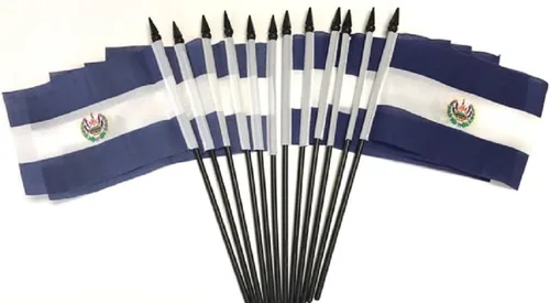 Miniatura 140 de Paquete de 12 banderas de escritorio de oficina en miniatura de poliéster internacional de 4 x 6 pulgadas, 1 docena de banderas pequeñas de 4 x 6