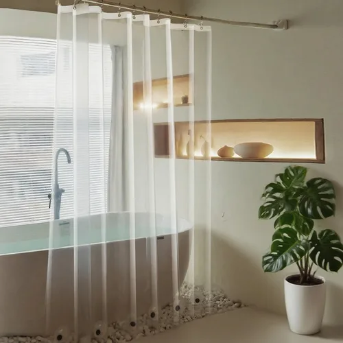 Miniatura 28 de Cortina de ducha corta transparente de 60 pulgadas de largo, forro de cortina de ducha corta de plástico EVA 7G, 60 pulgadas de largo para baño