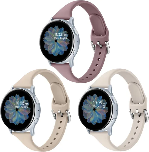 Miniatura 8 de Paquete de 3 correas deportivas delgadas para Samsung Galaxy Watch Active 2/Samsung Galaxy Active Watch de 1.575 pulgadas, 1.732 pulgadas, correas