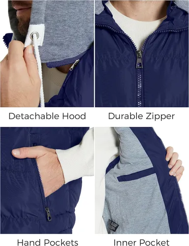Miniatura 5 de ZSHOW - Chaleco de invierno con capucha extraíble y acolchado para hombre