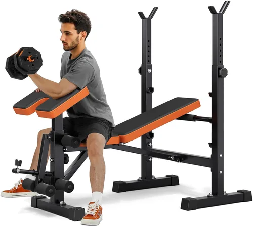 Miniatura 9 de Adjustable/Foldable Weight Bench, 660LBS Home Gym Workout Bench Lifting Sit-up Exercise Bench for Bench Press Negro