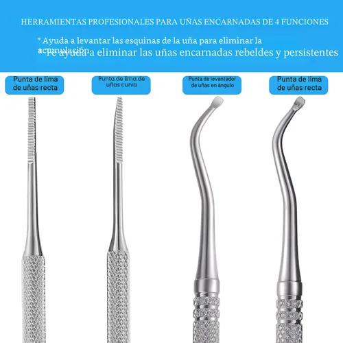Miniatura 3 de YINYIN, 2 limas de uñas encarnadas y levantador con estuche de almacenamiento, herramienta de uñas encarnadas de acero inoxidable 100%, herramienta
