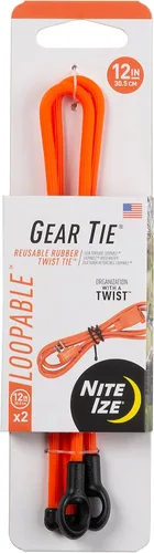 Miniatura 14 de Nite IZE Gear Tie Loopable, el original lazo de goma reutilizable con lazo integrado resistente, 12 pulgadas, negro, paquete de 2, fabricado