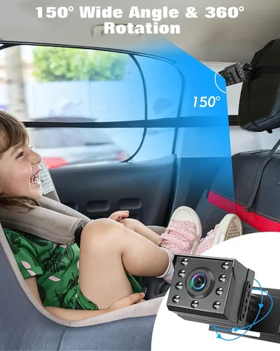 Miniatura 4 de Zacro Cámara de coche para bebé con visión nocturna HD 1080P, 4.3 pulgadas, retrovisores para asiento de automóvil, cámara para bebé mascota, ángulo