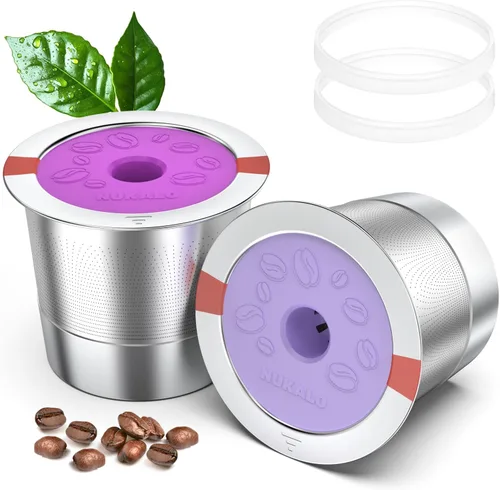 Miniatura 8 de Kcup - Cápsulas de café recargables: tazas K reutilizables de acero inoxidable para Keurig Metal K Cup - Filtro de café reutilizable rosa y gris