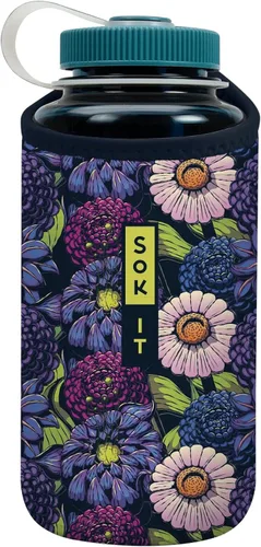 Miniatura 192 de Sok It BotlSok Funda para botella de agua con cubierta de neopreno aislante (Floral abstracto, se ajusta a CamelBak o Nalgene de 12 onzas)