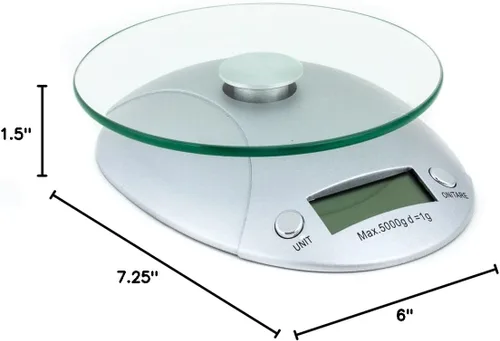 Miniatura 2 de Fox Run Báscula digital de cocina con bandeja de vidrio extraíble, 7.25 x 6 x 1.5 pulgadas, multicolor